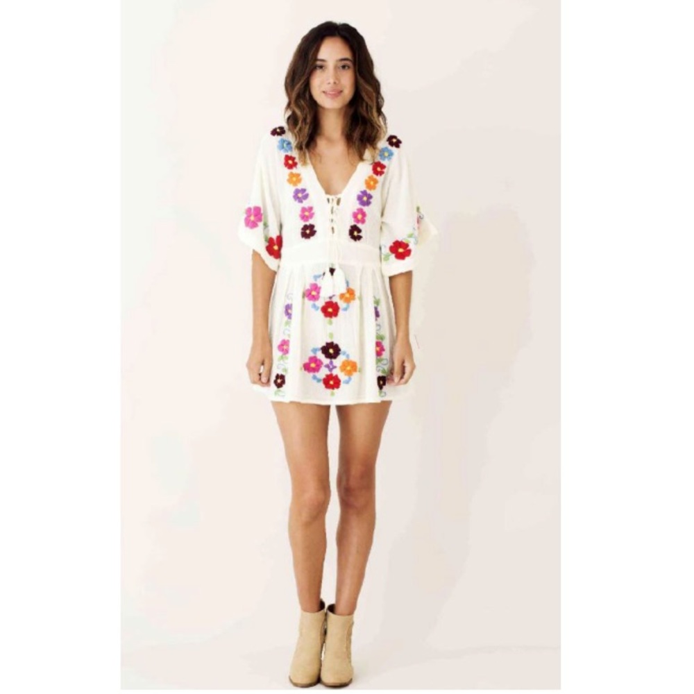 blue boheme embroidered julia dress or coverup